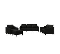 vidaXL Juego de sofás con cojines 4 piezas tela negro