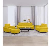 vidaXL Juego de sofás con cojines 4 piezas terciopelo amarillo