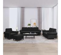 vidaXL Juego de sofás con cojines 4 piezas terciopelo negro