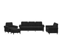 vidaXL Juego de sofás con cojines 4 piezas terciopelo negro