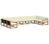 vidaXL Juego de sofás de exterior, 10 piezas, color natural y crema