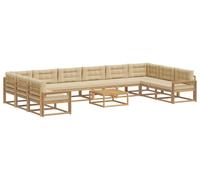 vidaXL Juego de sofás de exterior, 11 piezas, color blanco y beige