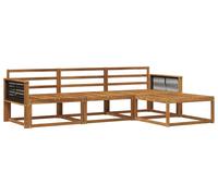 vidaXL Juego de sofás de exterior, 4 piezas, madera maciza de acacia natural
