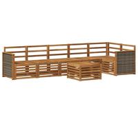 vidaXL Juego de sofás de exterior, 6 piezas, madera maciza de acacia natural