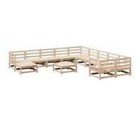 vidaXL Juego de sofás de jardín 12 piezas madera maciza de pino