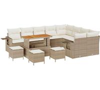 vidaXL Juego de sofás de jardín, 13 piezas, color beige, tejido de polirratán