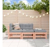 vidaXL Juego de sofás de jardín 3 pzas y cojines madera abeto Douglas