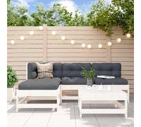vidaXL Juego de sofás de jardín 5 piezas madera maciza de pino blanco