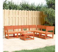 vidaXL Juego de sofás de jardín 6 pzas madera maciza pino marrón cera
