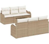 vidaXL Juego de sofás de jardín, 7 piezas, color beige, tejido de polirratán