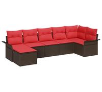 vidaXL Juego de sofás de jardín, 7 piezas, color beige, tejido de polirratán