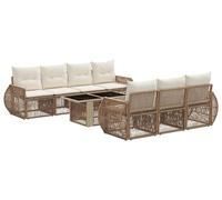 vidaXL Juego de sofás de jardín, 8 piezas. Ratán sintético beige y crema