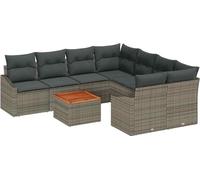 vidaXL Juego de sofás de jardín, 9 piezas, color gris, tejido de polirratán