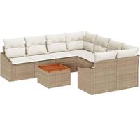 vidaXL Juego de sofás de jardín, 9 piezas. Ratán sintético beige y crema