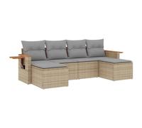 vidaXL Juego de Sofás de Jardín con Cojines 6 pzas, Asientos con Respaldos, Sofás Modulares, Muebles para Patio Terraza, Ratán Sintético Beige