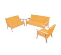 vidaXL Juego de sofás de tela 3 piezas color amarillo