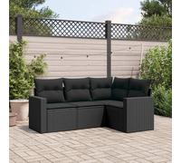 Vidaxl Set de Sofás de Jardín 4 Pzas Ratán Sintético Negro y Crema Black