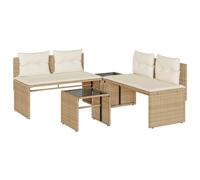 vidaXL Juego de sofás jardín con cojines 4 pzas ratán sintético beige