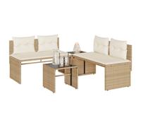 vidaXL Juego de sofás jardín con cojines 4 pzas ratán sintético beige
