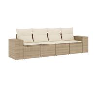 Set de Sofás de Jardín Vidaxl 4 Pzas Ratán Sintético Beige and cream