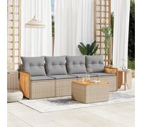 vidaXL Juego de sofás jardín con cojines 5 pzas ratán sintético beige
