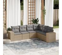 vidaXL Juego de sofás jardín con cojines 6 pzas ratán sintético beige