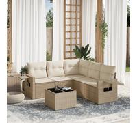 vidaXL Juego de sofás jardín con cojines 6 pzas ratán sintético beige