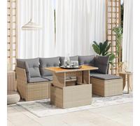 vidaXL Juego de sofás jardín con cojines 6 pzas ratán sintético beige