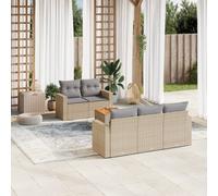 vidaXL Juego de sofás jardín con cojines beige mezcla 6 pzas ratán PE