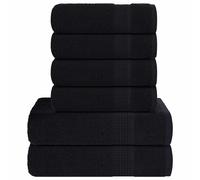 vidaXL Juego de toallas FROGN 6 piezas negro 360 g/m²