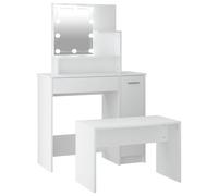 vidaXL Juego de tocador con LED madera contrachapada – Gris sonoma/Negro/Gris hormigón/Blanco