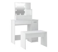 vidaXL Juego de tocador con LED madera contrachapada – Gris sonoma/Negro/Gris hormigón/Blanco