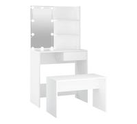 vidaXL Set de tocador con LED madera contrachapada – Roble Sonoma/Marrón roble/Madera antigua