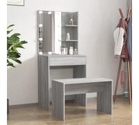 vidaXL Juego de tocador con LED madera contrachapada gris Sonoma