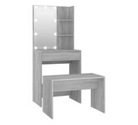 Vidaxl juego de tocador con led madera contrachapada gris sonoma
