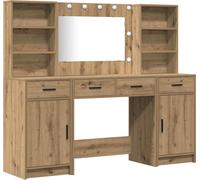 Conjunto De Mesa De Vestidor Con Led 3 Uds. Roble Artisan Vidaxl