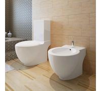 vidaXL Juego de váter WC y bidé de cerámica blanca