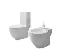 vidaXL Set de inodoro y bidé de suelo – Cerámica blanca