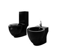 vidaXL Juego de váter WC y bidé de cerámica negro