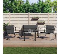 vidaXL Juego muebles de jardín 4 pzas y cojines acero gris antracita