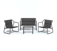 vidaXL Juego muebles de jardín 4 pzas y cojines acero gris antracita