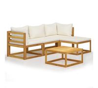 vidaXL Juego muebles de jardín y cojines 5 piezas madera maciza acacia