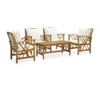 vidaXL Juego de muebles de jardín 5 piezas con cojines – Madera maciza de acacia con respaldo