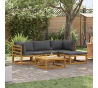 vidaXL Juego muebles de jardín y cojines 5 piezas madera maciza acacia