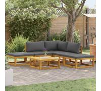 vidaXL Juego muebles de jardín y cojines 6 piezas madera maciza acacia