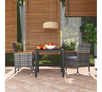 vidaXL Juego muebles jardín 3 pzas con cojines ratán sintético gris