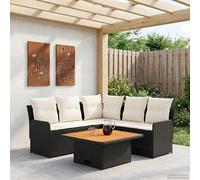 vidaXL Juegos de muebles 4 uds. Negro y crema Ratán sintético