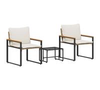 vidaXL Juegos de muebles con cojín 3 pcs Ratán Beige y Crema