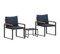 vidaXL Juegos de muebles con cojín 3 pcs Ratán Gris y Azul Marino