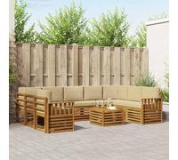 vidaXL Juegos de sofás 10 pcs Natural y Beige Madera de Acacia Sólida